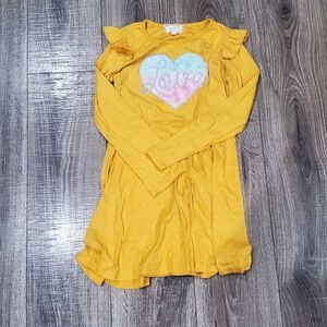 Girls Dress Size 10 btween Yellow Dress with Heart Design